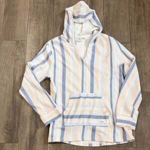 Roxy Girl Pastel Striped Pullover Poncho Hoodie sz 14/16